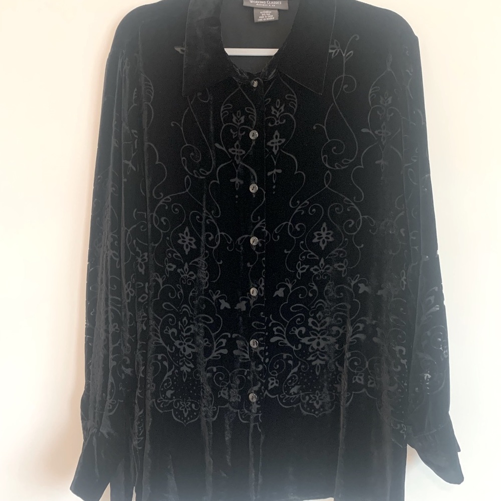 Vintage Black Velvet Button Down Shirt